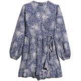 Superdry - Jurk - Navy / Wit - Viscose - Knielengte - Lange Mouw