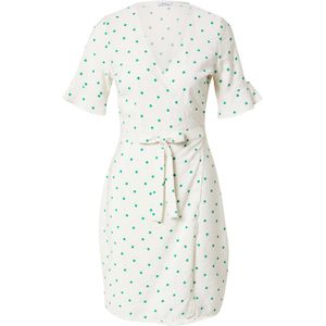 Jurk - IVORY - Viscose - Gestippeld - Korte Lengte - Normale Pasvorm - V-hals