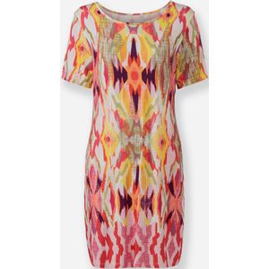 Jerseyjurken - Oranje/Pink Gedessineerd - 95% Viscose 5% Elastaan