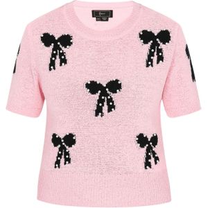 faina Trui  rosa / zwart / parelwit