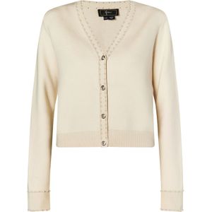 faina Gebreid vest  lichtbeige / parelwit