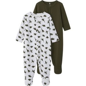 TWO SOON Nachtkledij  olijfgroen / wit