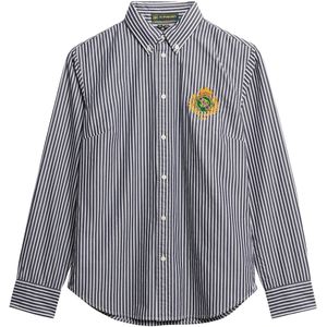 Superdry - Blouse - Marine - Klassieke Blouse - Lange Mouw - Slanke Pasvorm