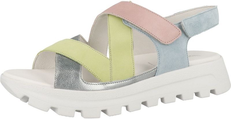 Sandaal Nele - Kleur: Color-Blocking - Materiaal: Glad Leer en Suède - Sluiting: Velcro