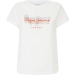 Pepe Jeans Shirt 'GALEY'  oranje / zilver / wit