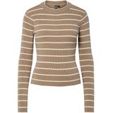 PIECES Trui  taupe / wit