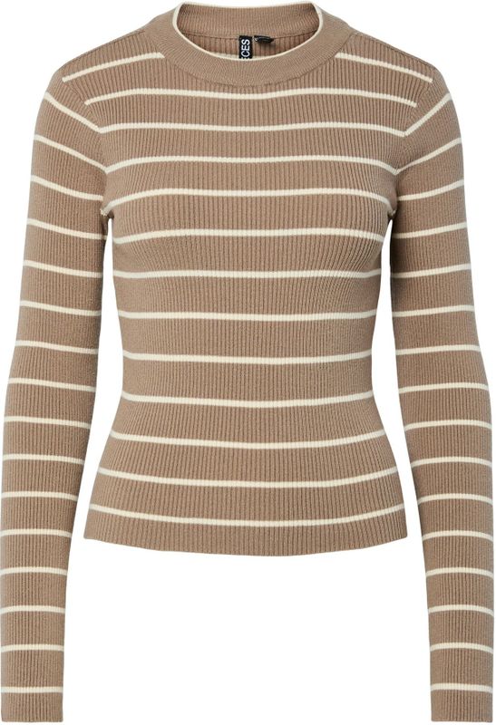 PIECES Trui  taupe / wit