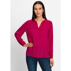 Blouse - Pink - 100% Modaal - Lange Mouwen - V-hals