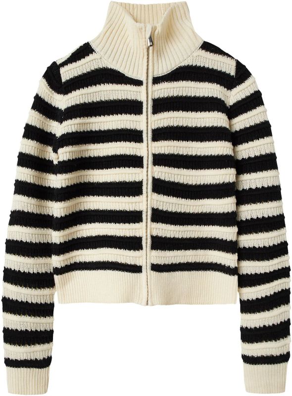 Gebreide Cardigan - Gestreept - Lange Mouwen - Kort - Ritssluiting