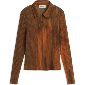Thinking MU Blouse 'Agostina'  bruin / cognac / donkerbruin