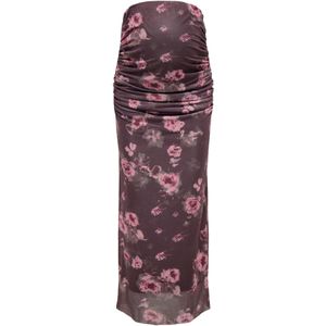 Only Maternity Rok 'OLMLOURA'  bruin / rosa