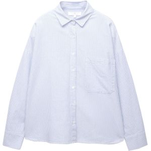 Pull&Bear Blouse 'PACIFIC'  duifblauw / wit