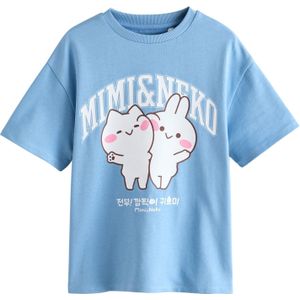 Next Shirt  lichtblauw / pink / wit