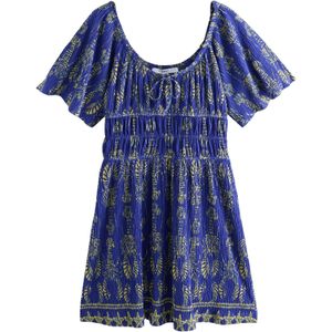 Next Jurk  kobaltblauw / geel