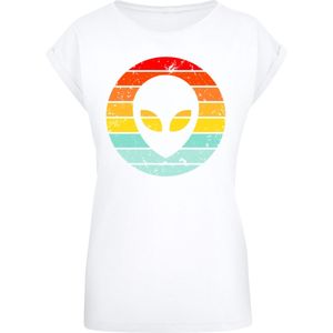 F4NT4STIC Shirt 'Alien Retro Sonnenuntergang'  blauw / geel / rood / wit