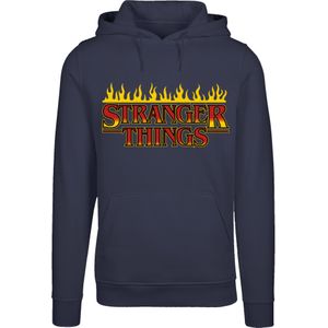 F4NT4STIC Sweatshirt 'Stranger Things Fire Netflix TV Series'  donkerblauw / geel / donkeroranje