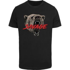Mister Tee Shirt 'True Savage'  taupe / rood / zwart