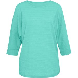 Shirt - Turquoise - Casual Fit - Ronde Hals - 3/4-Mouwen