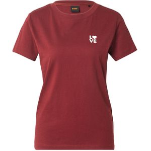 BOSS - C_Esogo_3 - T-shirt - Donkerrood - Ronde Hals - Kwartmouw