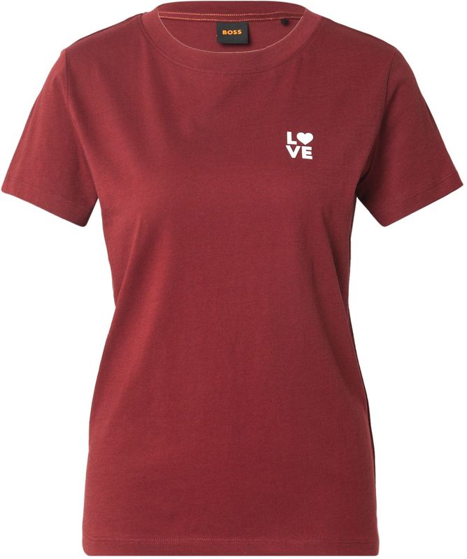 BOSS - C_Esogo_3 - T-shirt - Donkerrood - Ronde Hals - Kwartmouw