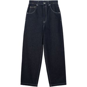 Bershka - Jeans - Donkerblauw - Baggy - 5-pocket-style