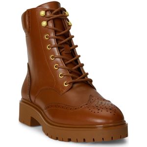 Lauren Ralph Lauren - Allyson - Leren Enkellaarsjes - Bruin - Plat - Veters - Ritssluiting