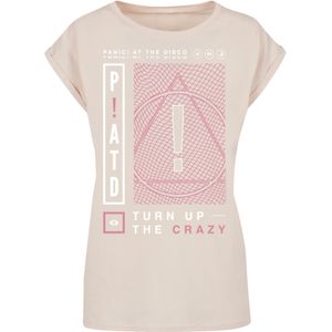 F4NT4STIC Shirt 'Panic At The Disco Turn Up The Crazy'  taupe / pitaja roze / offwhite