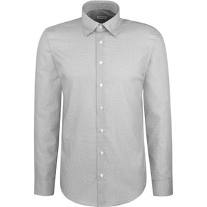 Seidensticker - Businessoverhemd - Grijs - Slim Fit - 1/1 Bedekte Button-Down-kraag - Print