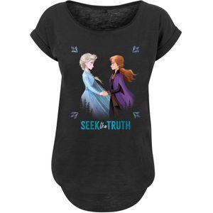 F4NT4STIC Shirt 'Disney Frozen 2 Elsa And Anna Seek The Truth'  cyaan blauw / bruin / donkerlila / zwart