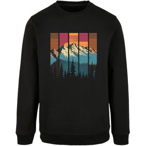 F4NT4STIC Sweatshirt 'Berg Sonnenuntergang Retro'  turquoise / bruin / oranje / zwart