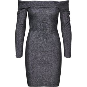 Onlmie - Midi-jurk - Feestjurk - Off-shoulder - Lange Mouwen - Slim Fit - Glitterdetail