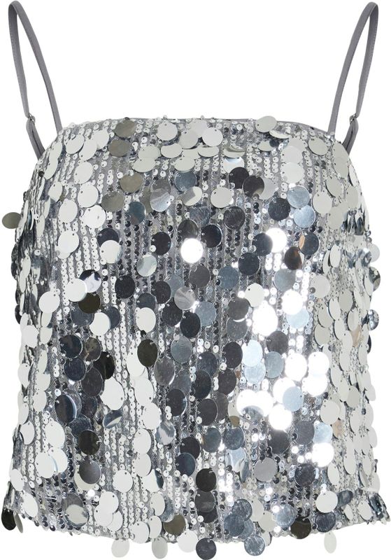 Korte top met pailletten, model 'CHAYA'