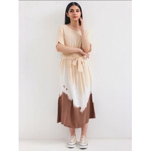 Bigdart Jurk  bruin / wit / natuurwit