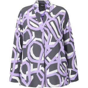 Ulla Popken Tuniek  donkergrijs / lavendel / wit