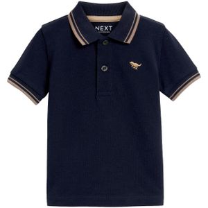 Next - Shirt - Navy - Katoen - Polokraag - Kwartmouw