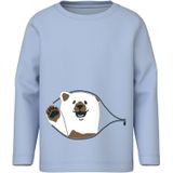 NAME IT Shirt 'NMMVUX'  hemelsblauw / bruin / wit