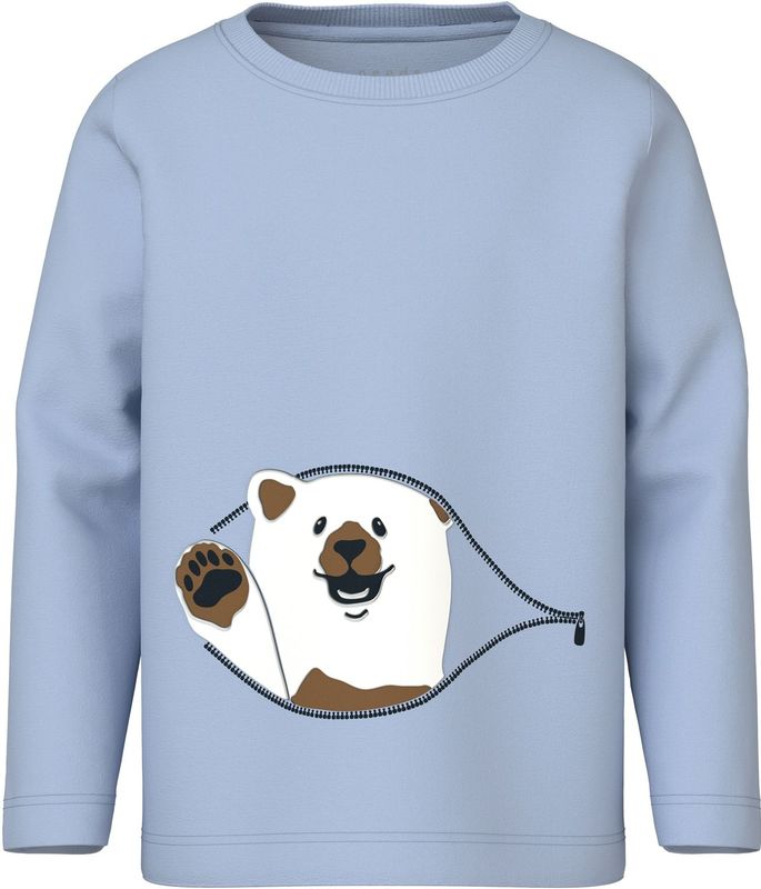 NAME IT Shirt 'NMMVUX'  hemelsblauw / bruin / wit