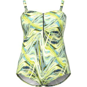 Ulla Popken Badpak  limoen / lichtgroen / zwart / wit