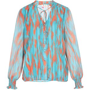 IZIA Blouse  blauw / oranje