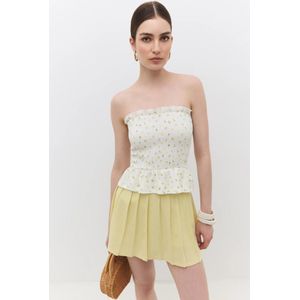 No Matter What Top  geel / olijfgroen / wit