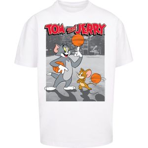 F4NT4STIC Shirt 'Tom And Jerry Basketball Buddies'  grijs / donkeroranje / rood / wit