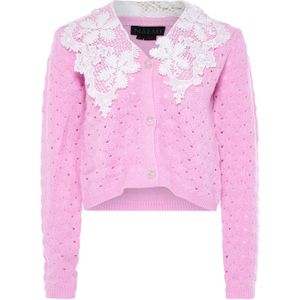 NAEMI Gebreid vest  lavendel / wit