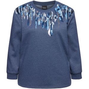 Ulla Popken Sweatshirt  lichtblauw / donkerblauw / zilver