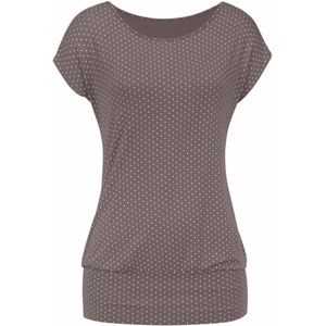 Lascana - Lang Shirt - Taupe Gestippeld - Zachte Viscose-Stretch