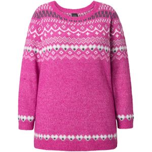 Ulla Popken Trui  grijs / pink / wit