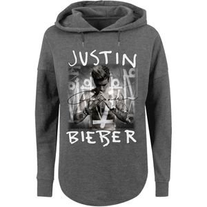F4NT4STIC Sweatshirt 'Justin Bieber'  donkergrijs / wit