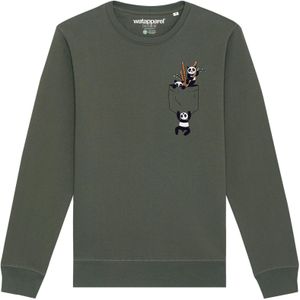 Watapparel Sweatshirt ' Pocket Pandas '  olijfgroen / gemengde kleuren
