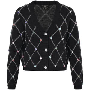 faina Gebreid vest  blauw / lichtgrijs / zwart / zilver