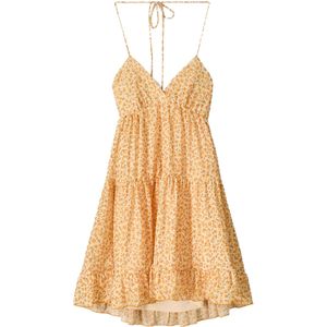 Bershka Zomerjurk  donkerbruin / geel / pasteelgeel / oranje