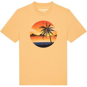 Watapparel Shirt 'Sunset on palm beach'  geel / lichtgeel